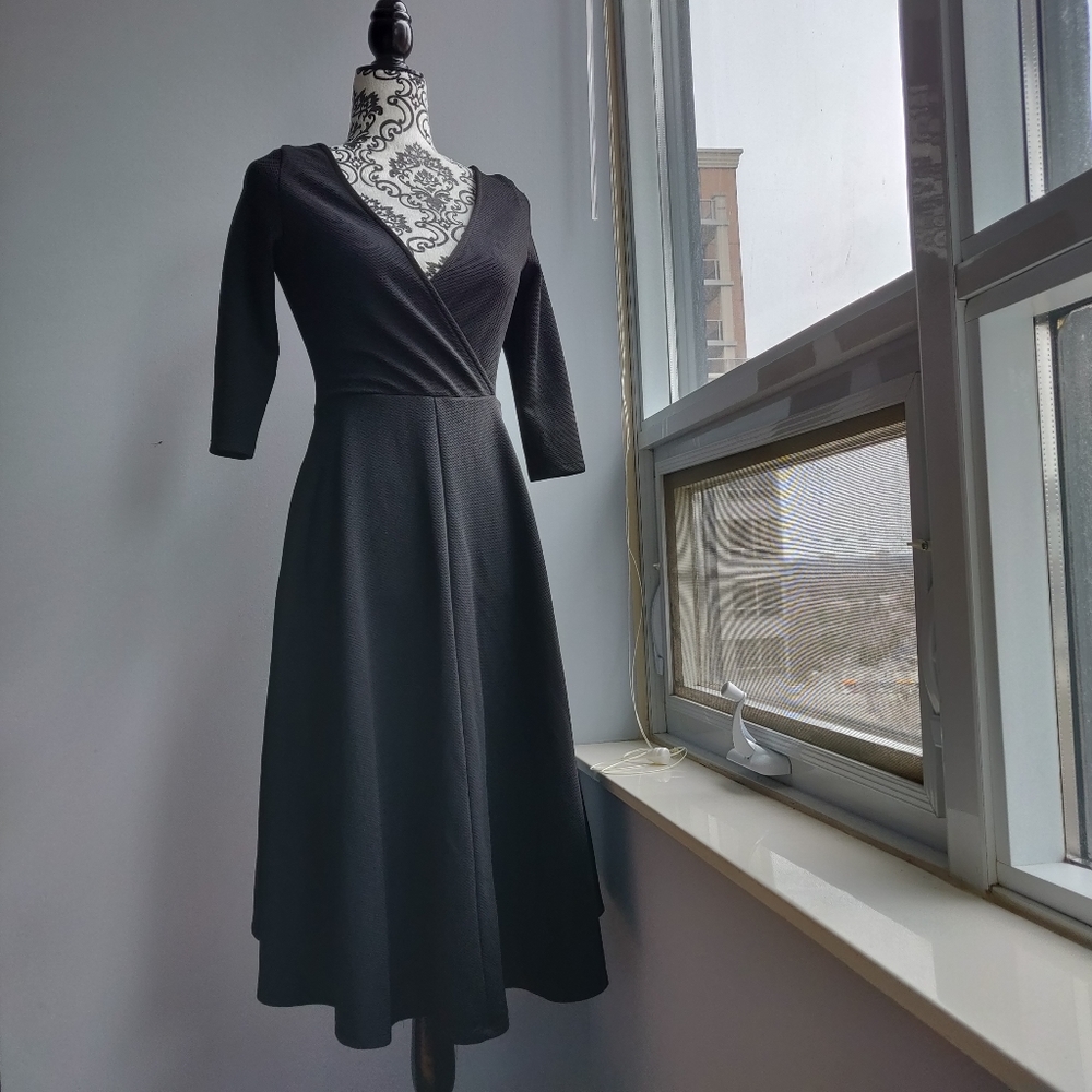 The Vanity Room Little Black Dress Wrap Style Long